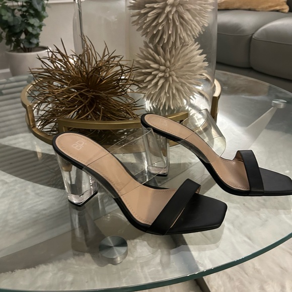 BP Black and Clear Heeled Sandals - Picture 1 of 5